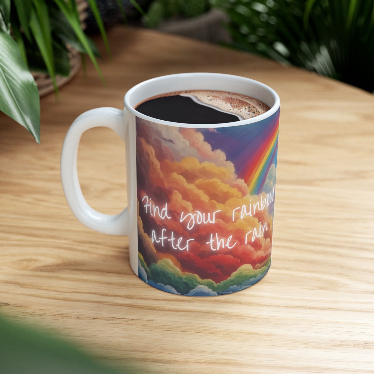 Find Your Rainbow After the Rain Rainbow Cloud Ceramic Mug (11oz, 15oz)