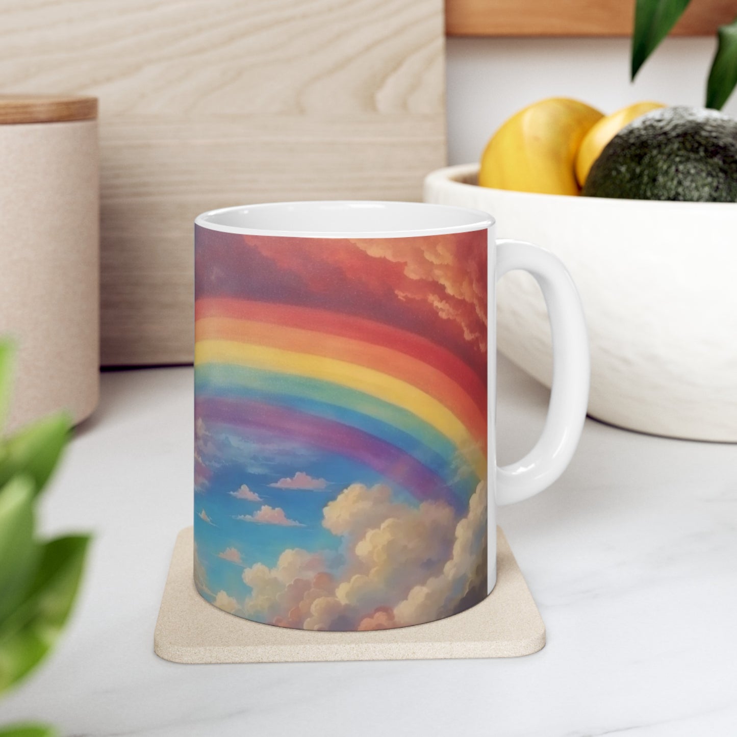 The Beauty of a Rainbow is Magnified by the Storm Rainbow Cloud Ceramic Mug (11oz, 15oz)