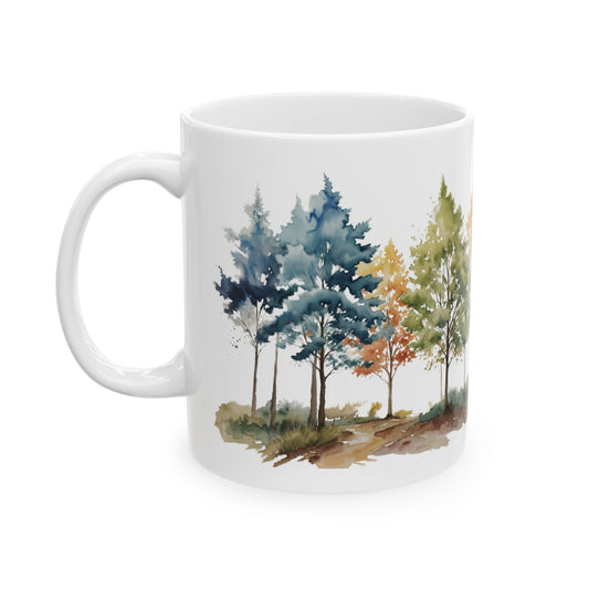 Stay Grounded Keep Growing Watercolor Trees Ceramic Mug (11oz, 15oz)