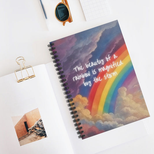 The Beauty of a Rainbow is Magnified by the Storm Rainbow Cloud Spiral Notebook - Ruled Line