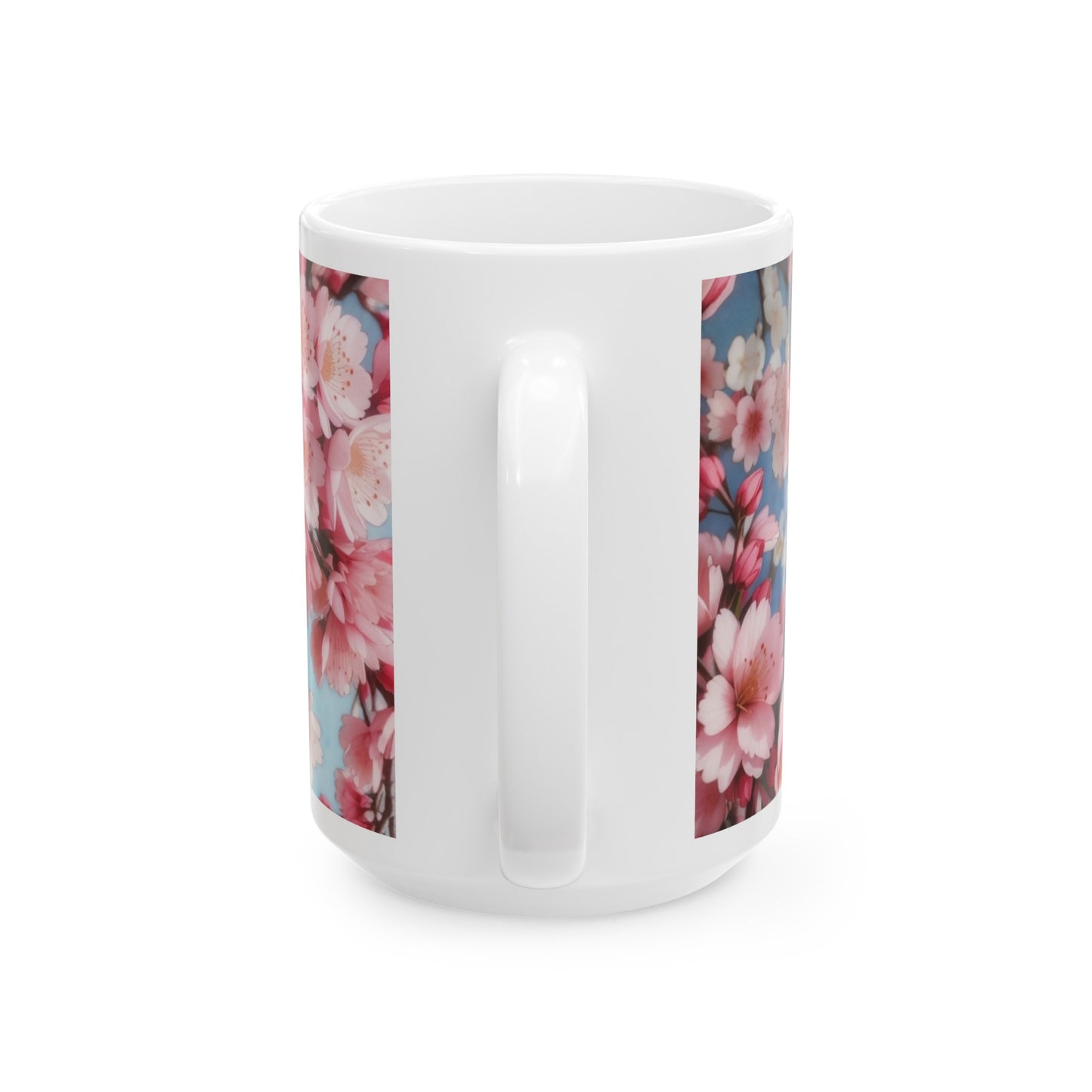 Cherry Blossom Pink and Blue Ceramic Mug (11oz, 15oz)