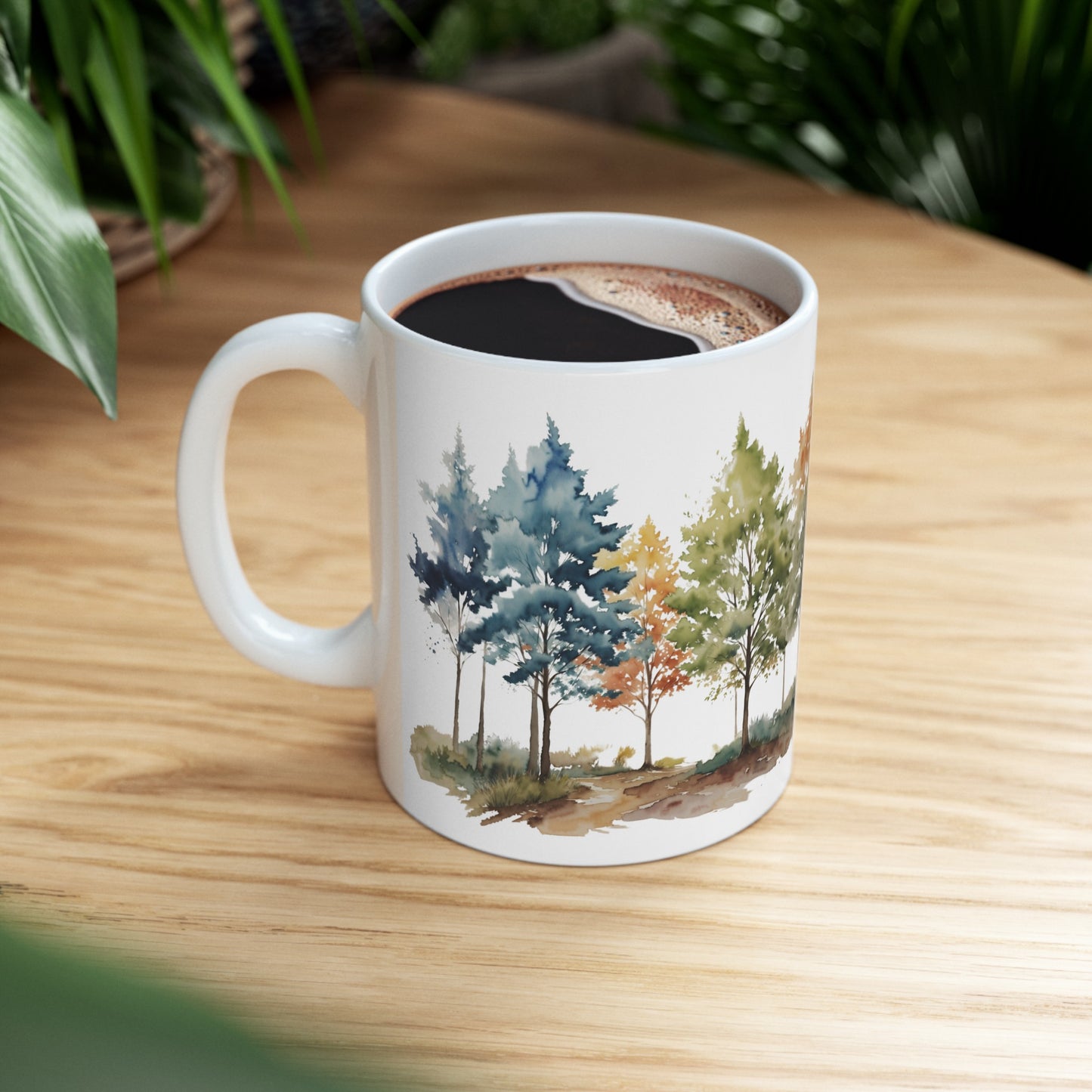 Stay Grounded Keep Growing Watercolor Trees Ceramic Mug (11oz, 15oz)