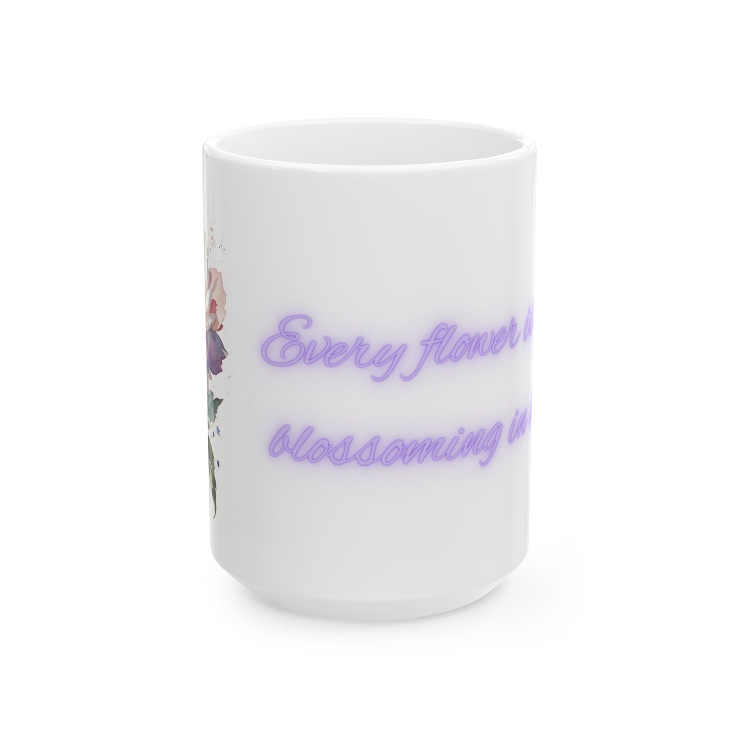 Every Flower is Soul Blossoming in Nature Watercolor Flower Purple Ceramic Mug (11oz, 15oz)