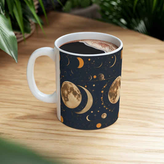 Moon Phases Multiple Moons Across Sky Ceramic Mug (11oz, 15oz)