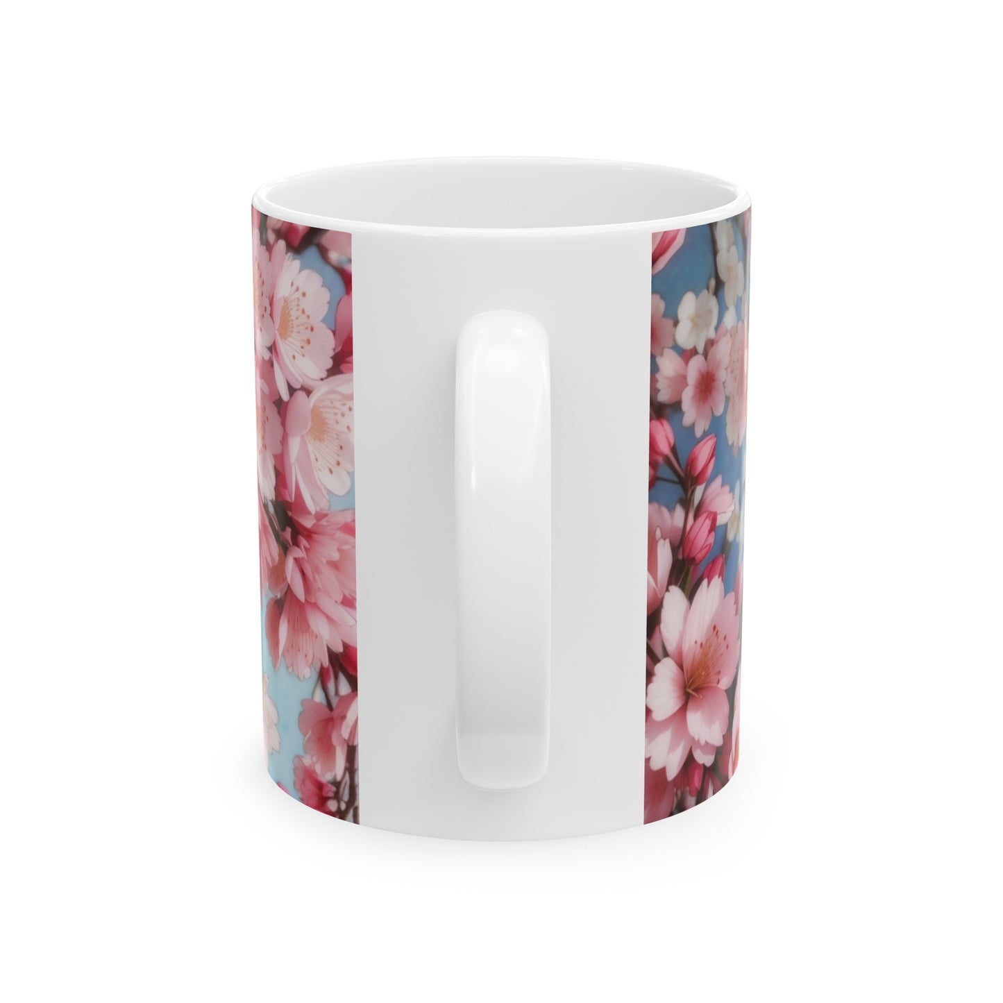 Cherry Blossom Pink and Blue Ceramic Mug (11oz, 15oz)