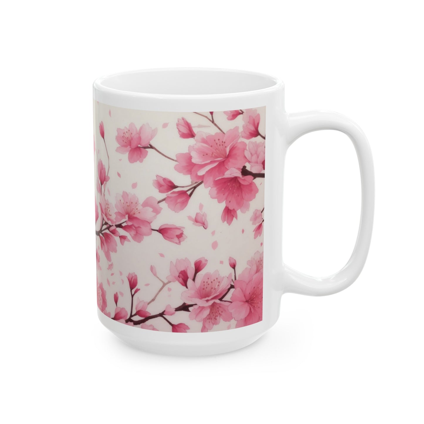 Life is in Full Bloom, and so is this Cup of Joy Cherry Blossom Flower Ceramic Mug (11oz, 15oz)