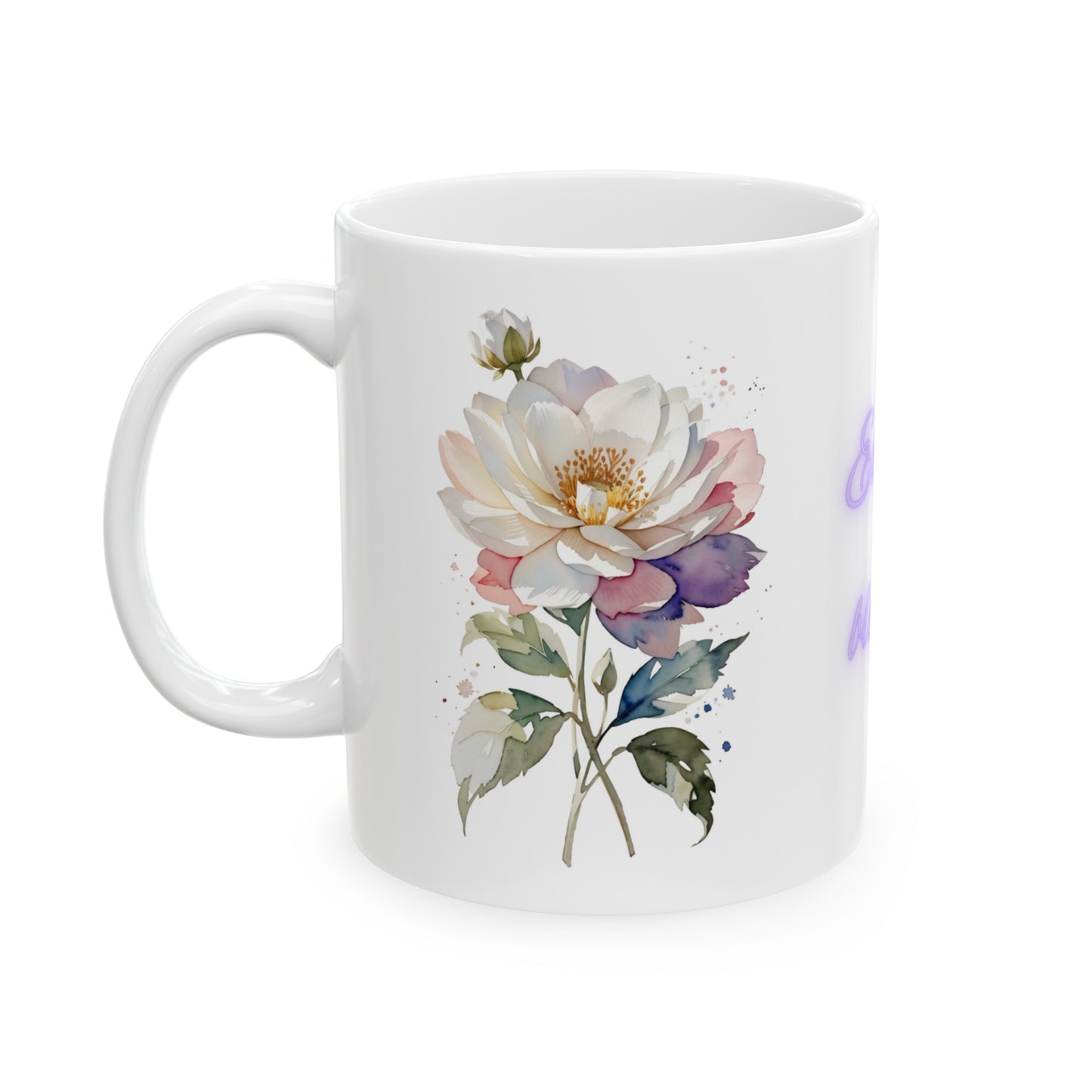 Every Flower is Soul Blossoming in Nature Watercolor Flower Purple Ceramic Mug (11oz, 15oz)