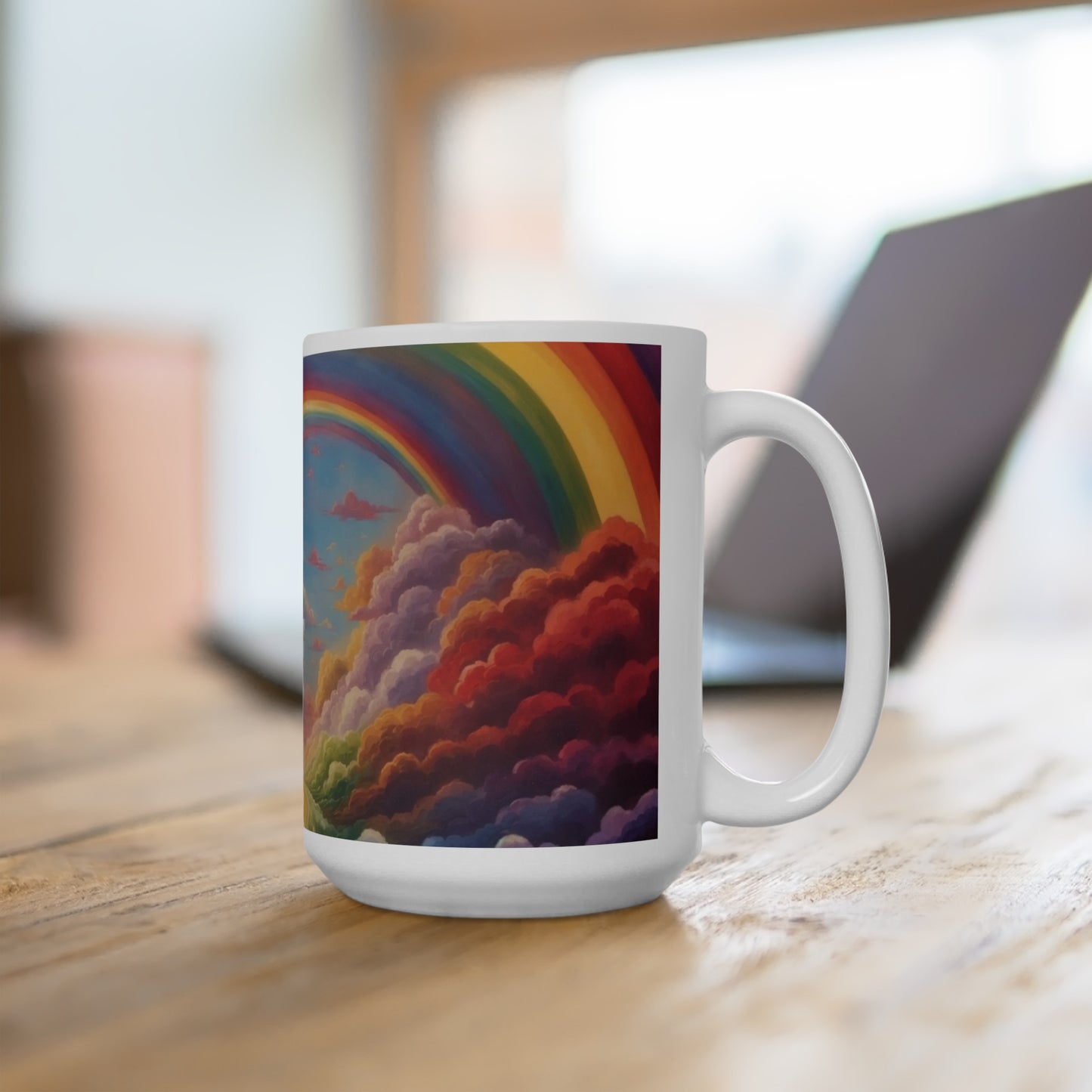 Find Your Rainbow After the Rain Rainbow Cloud Ceramic Mug (11oz, 15oz)