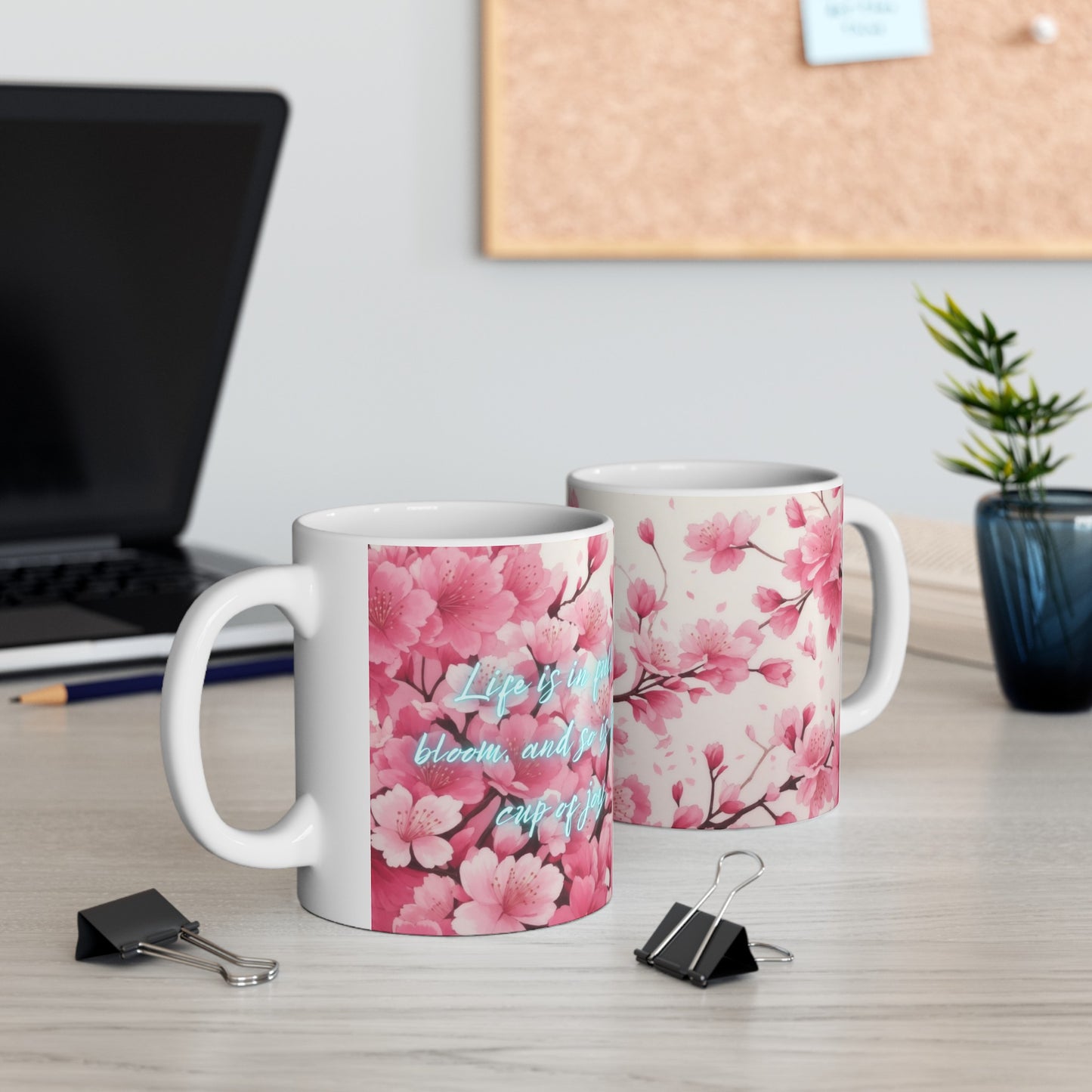 Life is in Full Bloom, and so is this Cup of Joy Cherry Blossom Flower Ceramic Mug (11oz, 15oz)