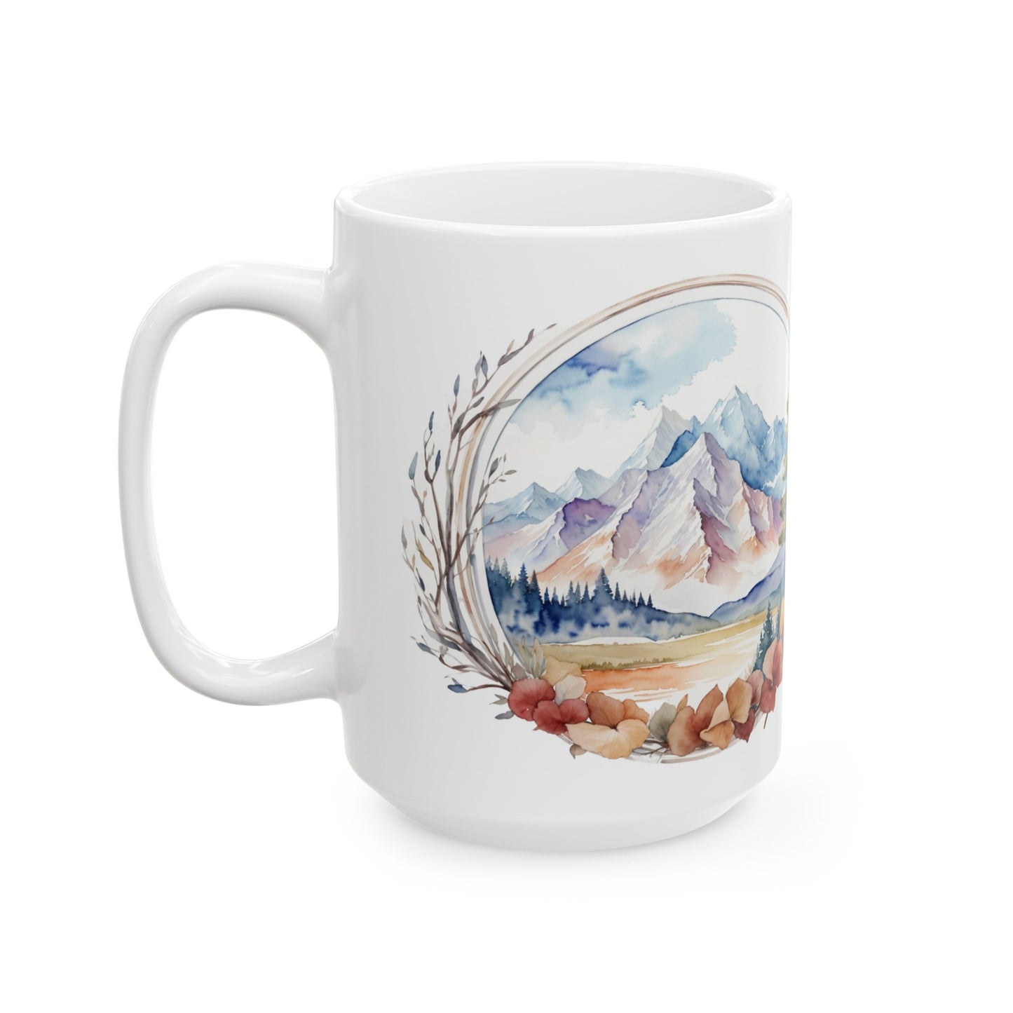 Nature's Beauty is a Gift that Brings Peace to the Soul Watercolor Mountain Ceramic Mug (11oz, 15oz)