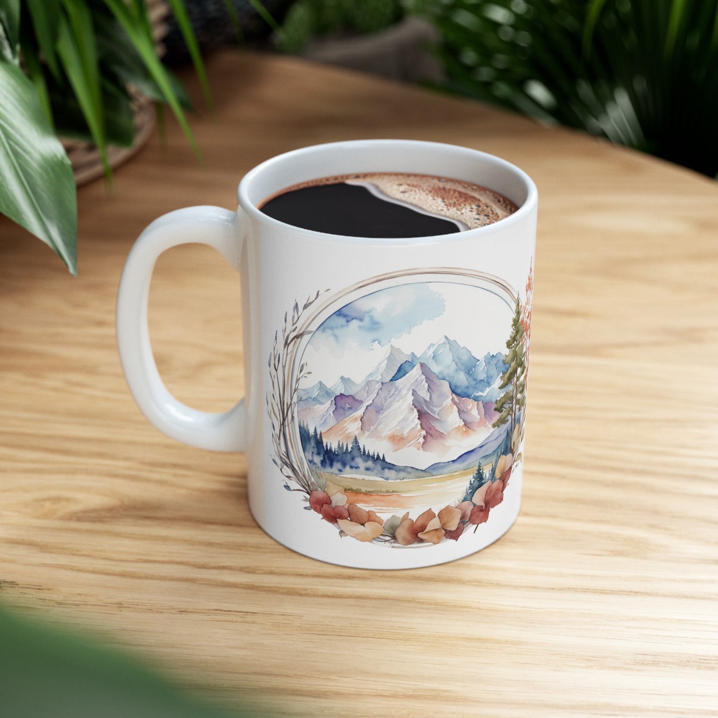 Nature's Beauty is a Gift that Brings Peace to the Soul Watercolor Mountain Ceramic Mug (11oz, 15oz)