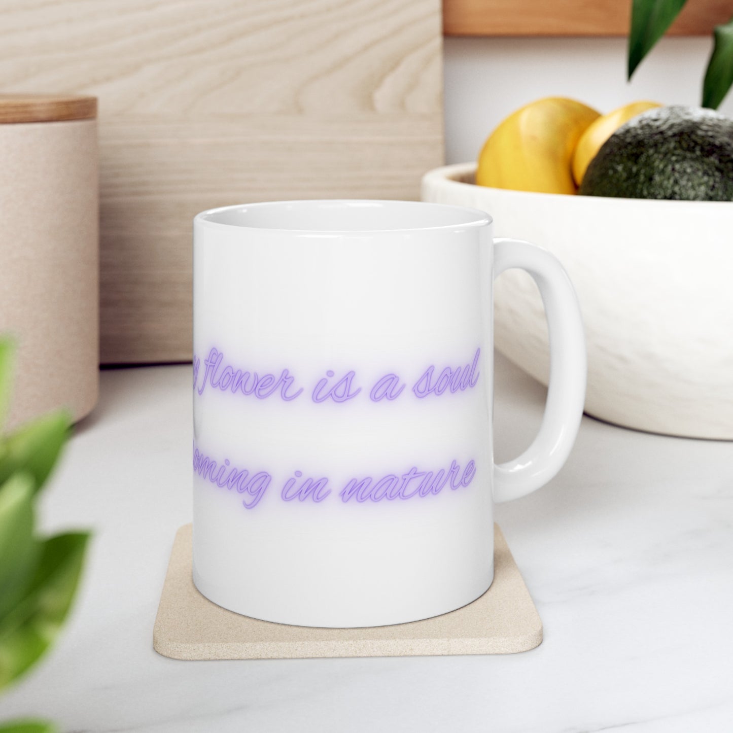 Every Flower is Soul Blossoming in Nature Watercolor Flower Purple Ceramic Mug (11oz, 15oz)