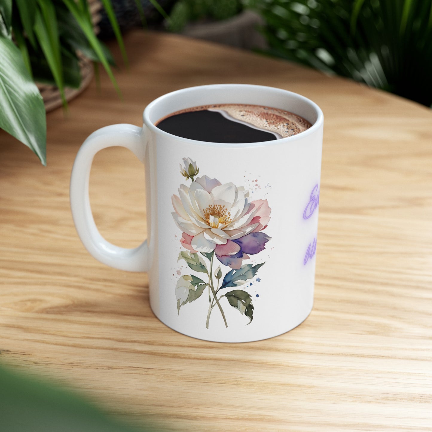 Every Flower is Soul Blossoming in Nature Watercolor Flower Purple Ceramic Mug (11oz, 15oz)