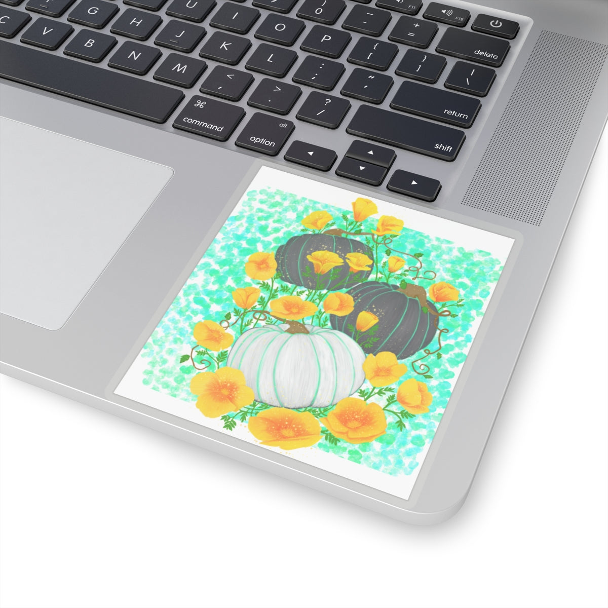 Pumpkin and Golden California Poppy Flowers Kiss-Cut Stickers