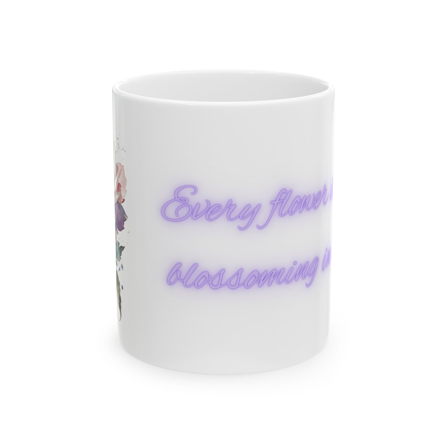 Every Flower is Soul Blossoming in Nature Watercolor Flower Purple Ceramic Mug (11oz, 15oz)