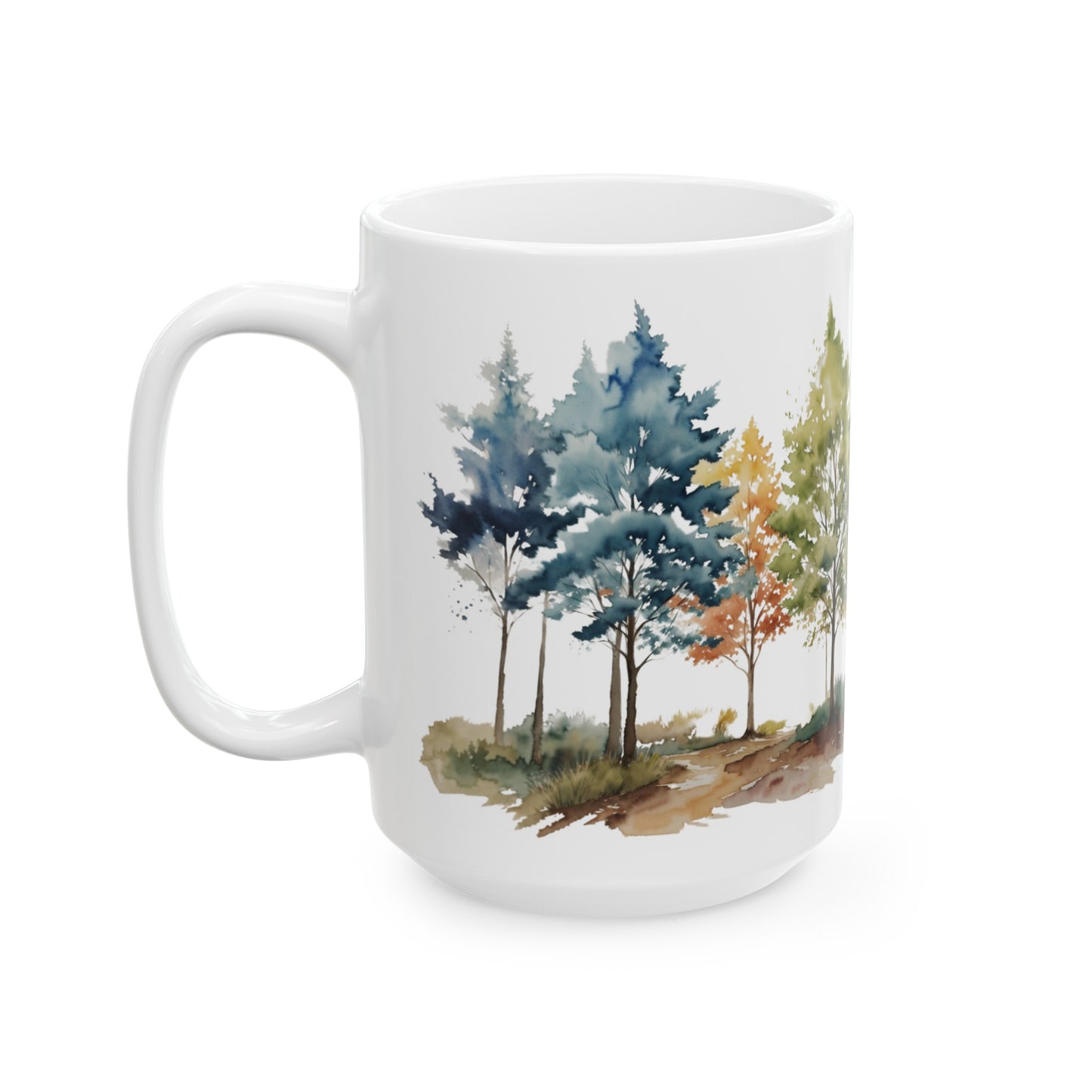 Stay Grounded Keep Growing Watercolor Trees Ceramic Mug (11oz, 15oz)