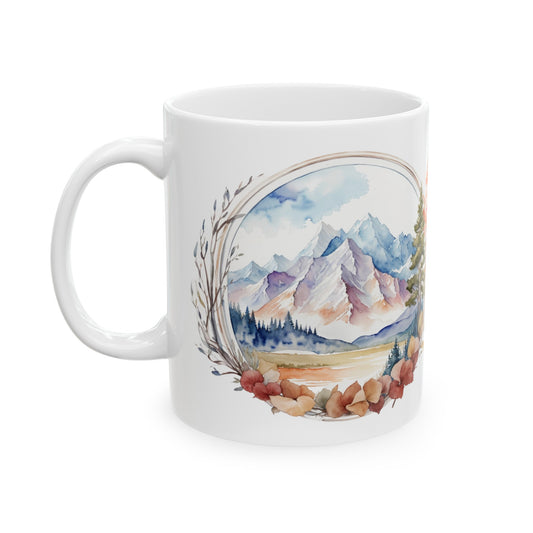 Nature's Beauty is a Gift that Brings Peace to the Soul Watercolor Mountain Ceramic Mug (11oz, 15oz)