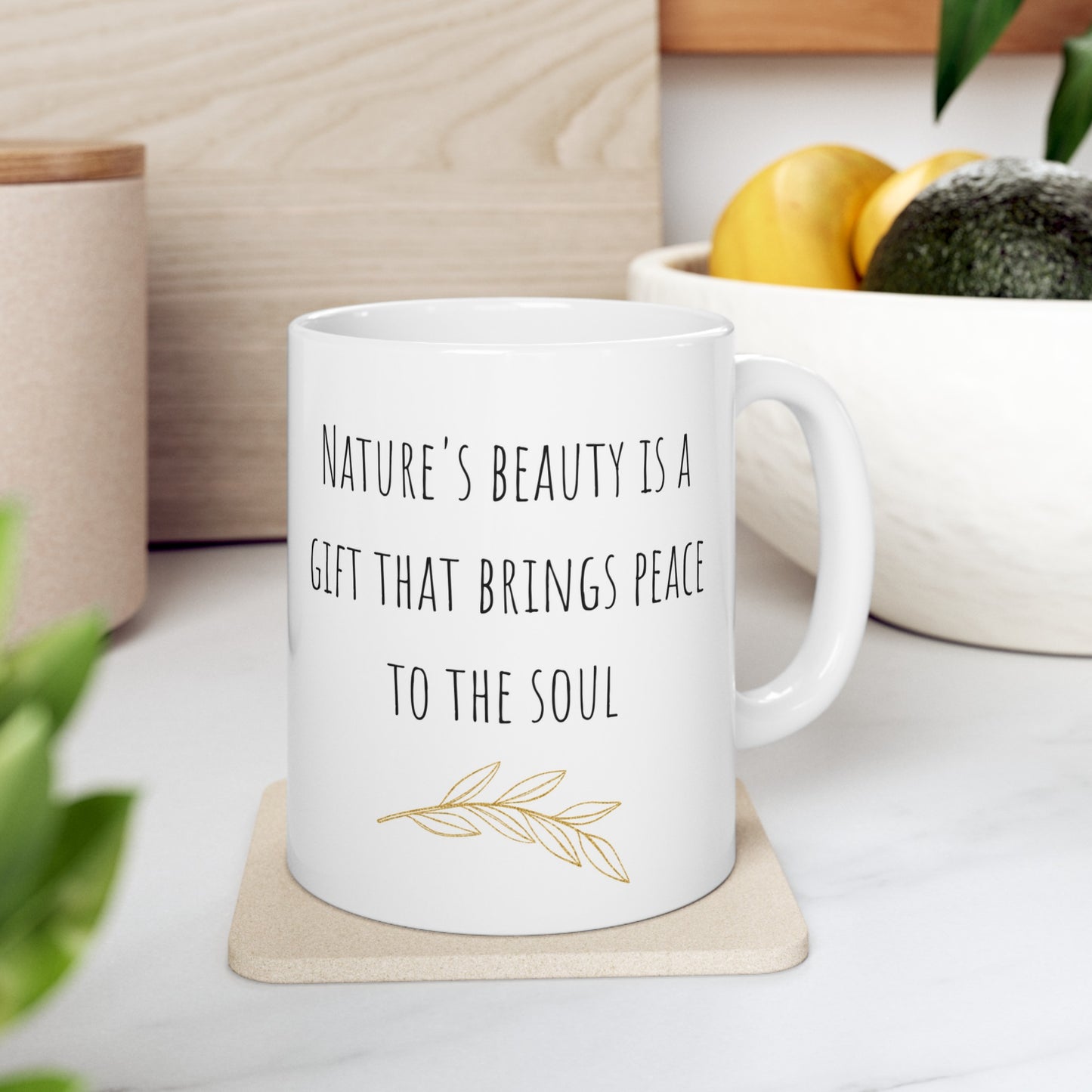 Nature's Beauty is a Gift that Brings Peace to the Soul Watercolor Mountain Ceramic Mug (11oz, 15oz)