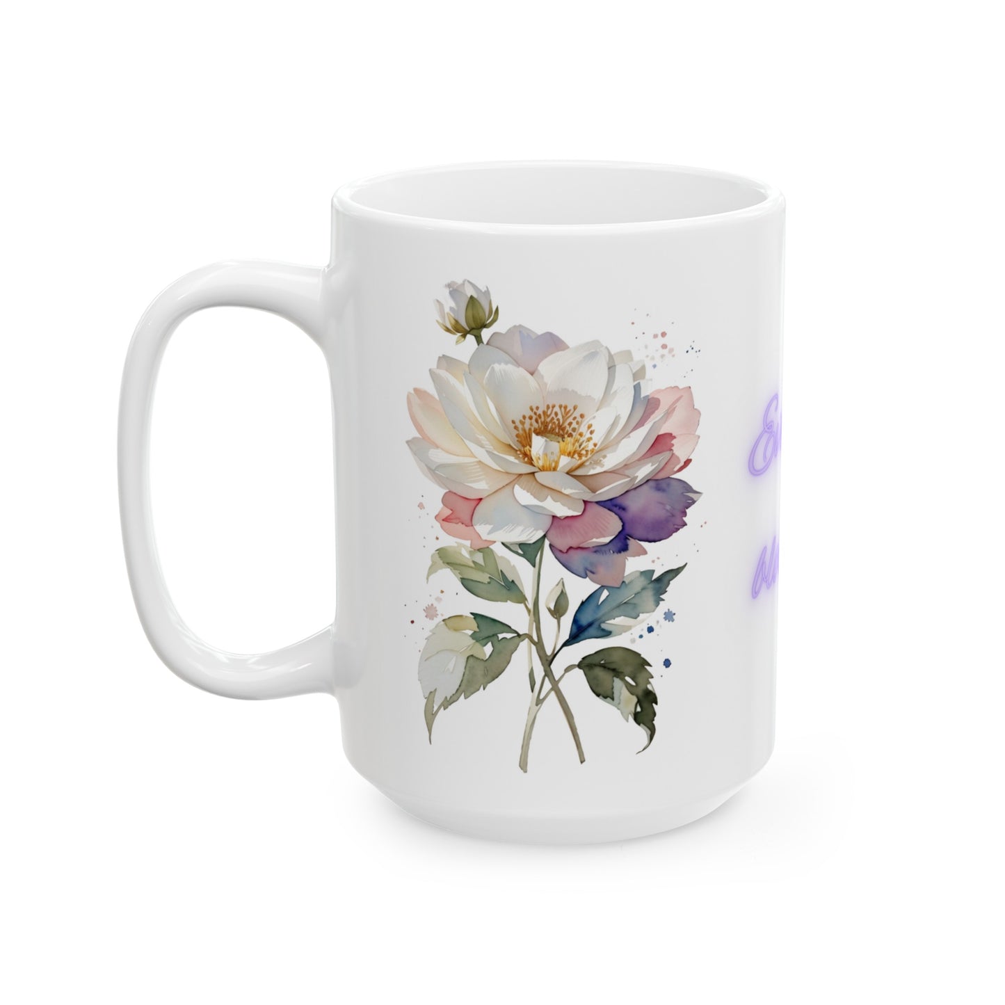 Every Flower is Soul Blossoming in Nature Watercolor Flower Purple Ceramic Mug (11oz, 15oz)