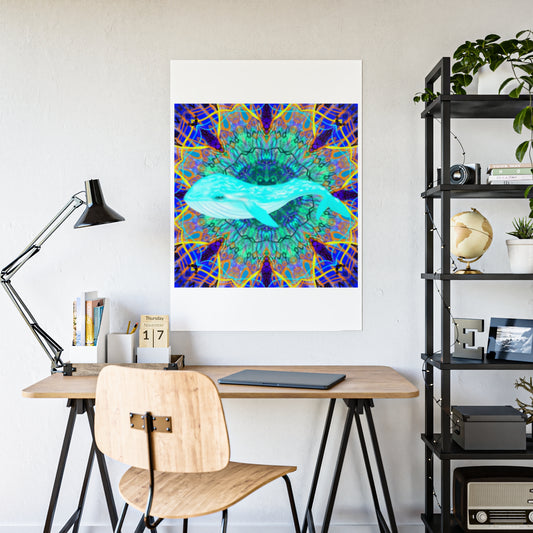 Whale Waves Colorful Ocean Rainbow Mandala Gloss Posters