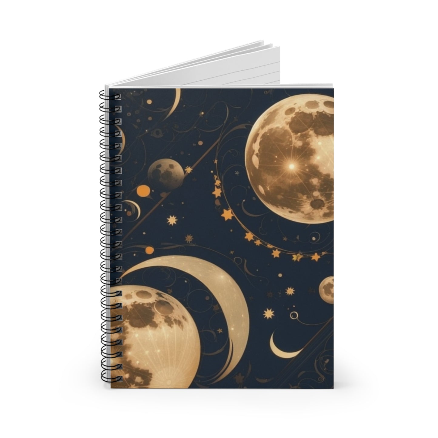 Moon Phases Multiple Moons Ceramic Spiral Notebook - Ruled Line