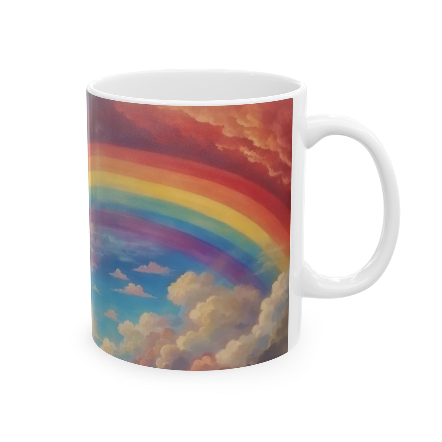 The Beauty of a Rainbow is Magnified by the Storm Rainbow Cloud Ceramic Mug (11oz, 15oz)