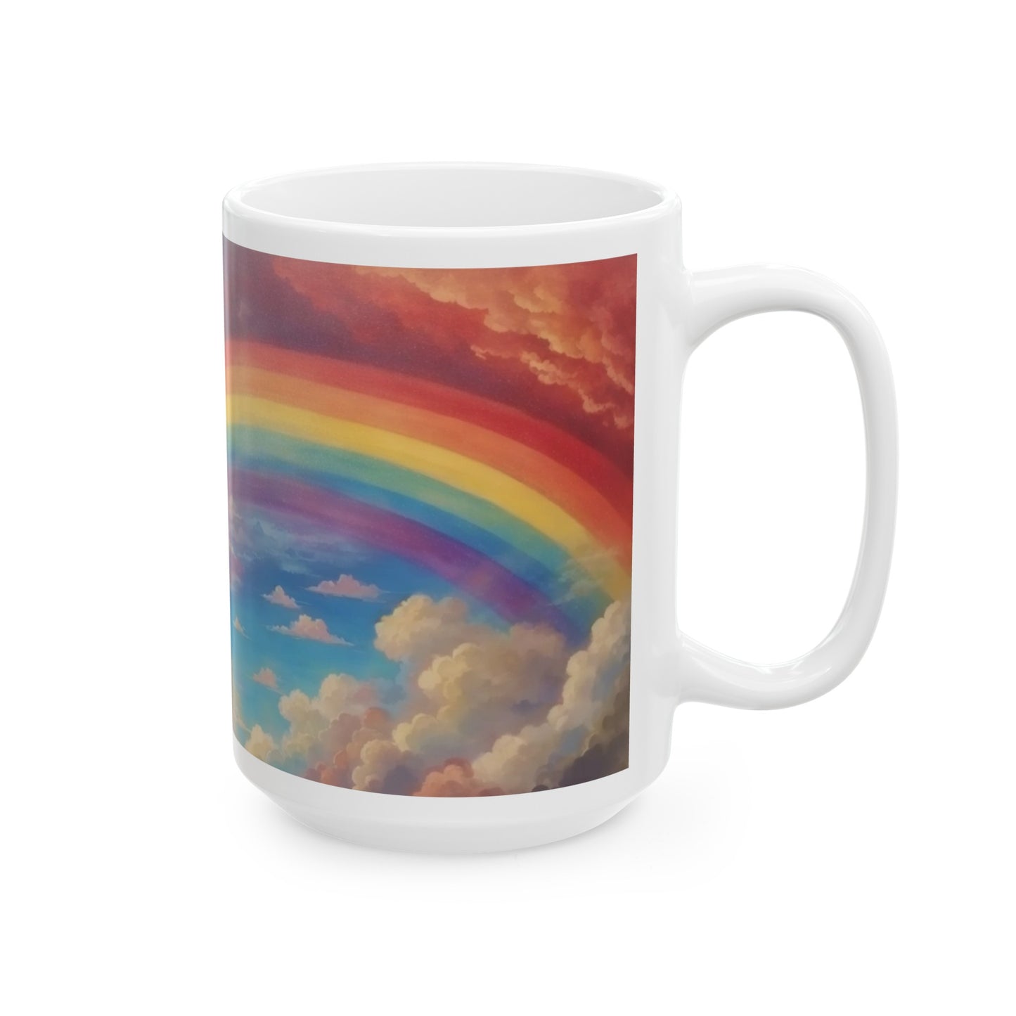 The Beauty of a Rainbow is Magnified by the Storm Rainbow Cloud Ceramic Mug (11oz, 15oz)