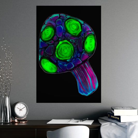 Vivid Neon Colorful Mushroom Vertical and Horizontal Matte Posters