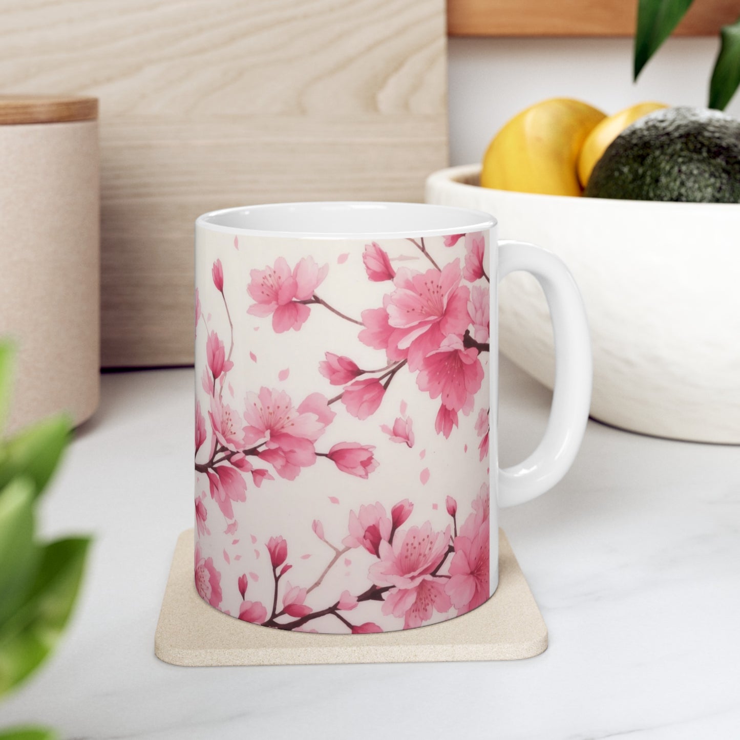 Life is in Full Bloom, and so is this Cup of Joy Cherry Blossom Flower Ceramic Mug (11oz, 15oz)