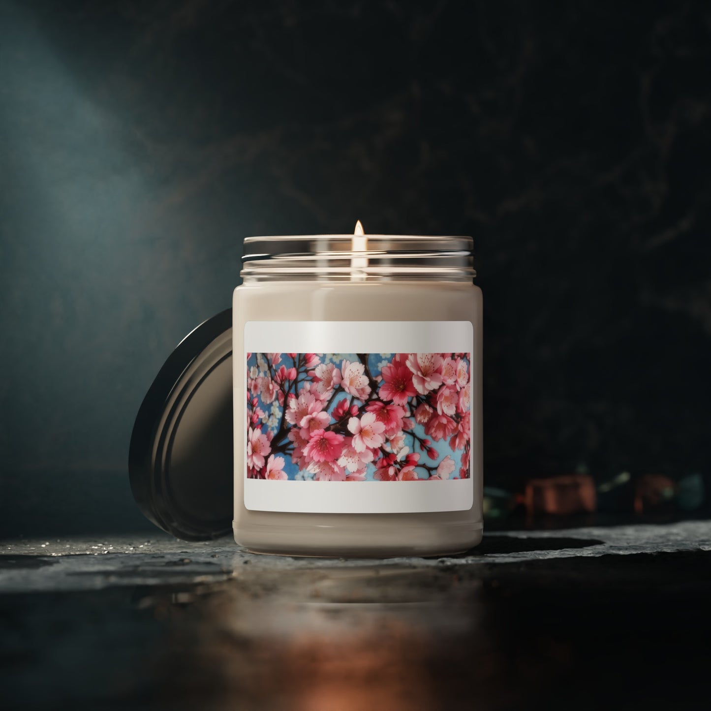 Cherry Blossom Pink and Blue Scented Soy Candle, 9oz