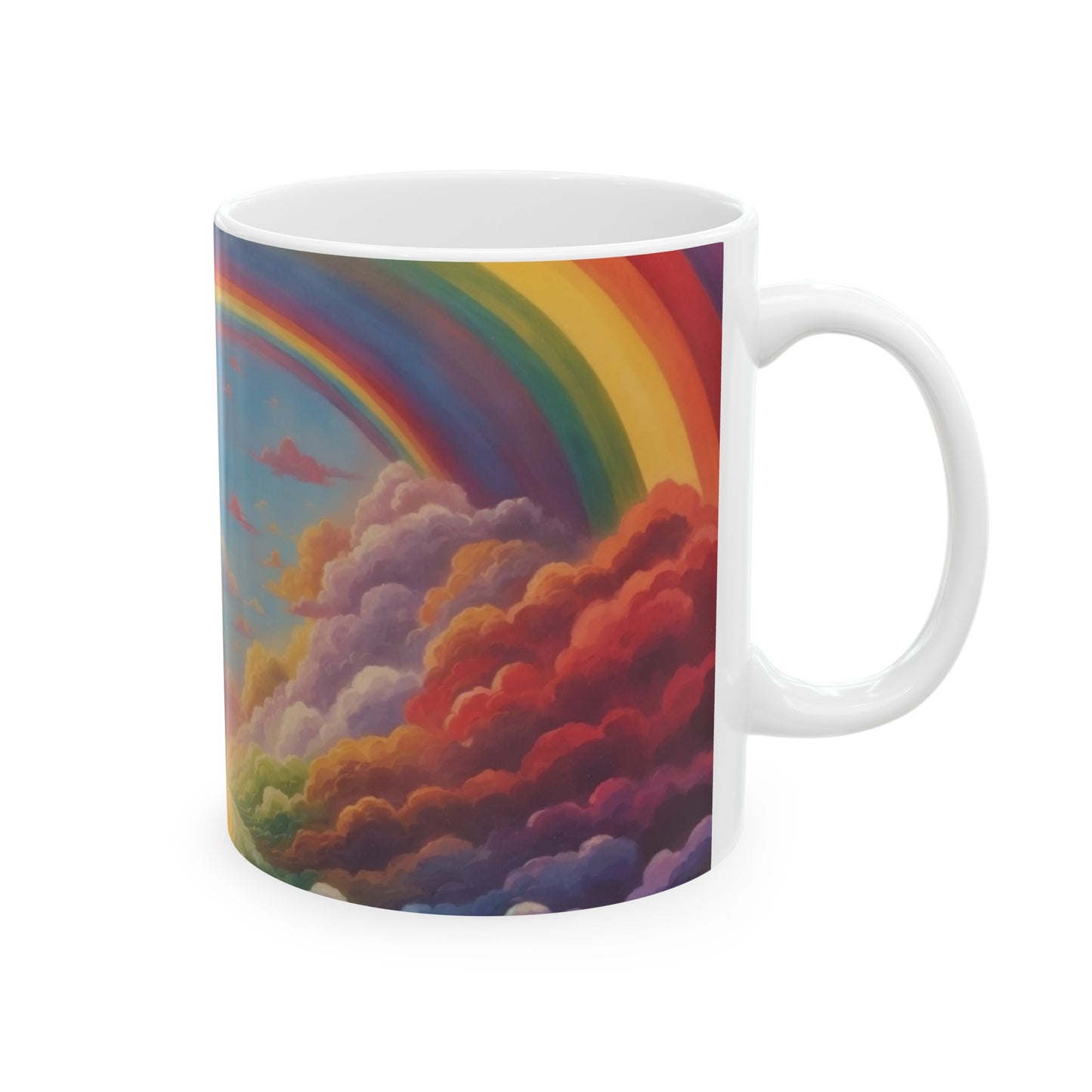 Find Your Rainbow After the Rain Rainbow Cloud Ceramic Mug (11oz, 15oz)